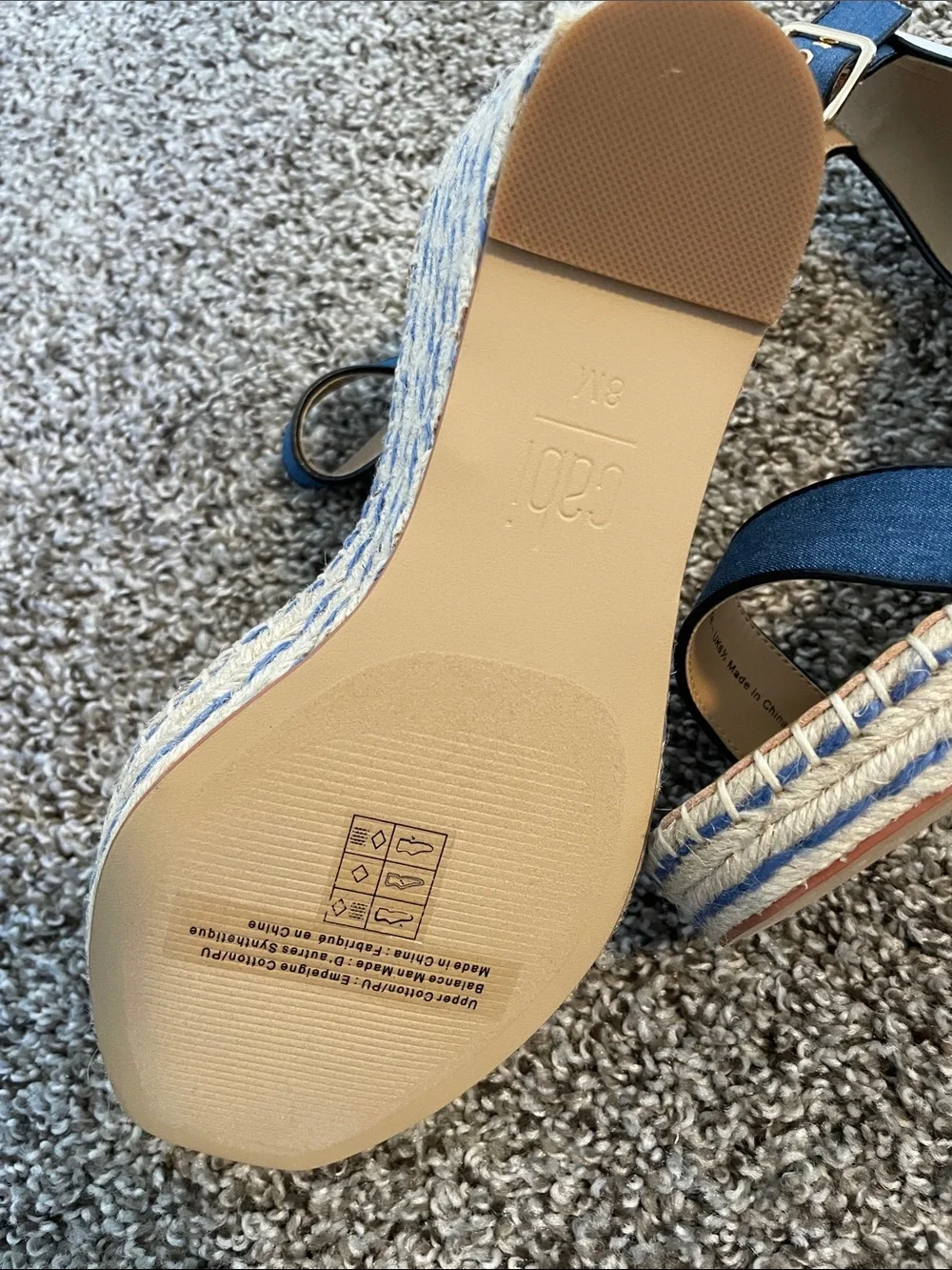 Cabi Parker Navy Blue Espadrille Wedge Sandals with Ankle Strap - Picture 4 of 5